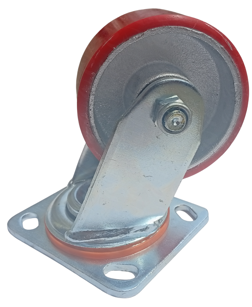 CASTOR WHEEL RED PU SWIVEL 4
