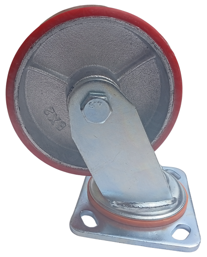 [004581] CASTOR WHEEL RED PU SWIVEL 5