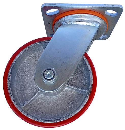 [004582] CASTOR WHEEL RED PU SWIVEL 6