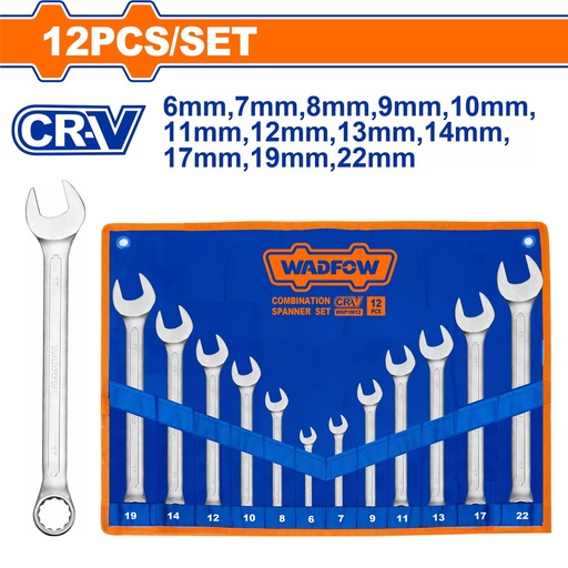 [004669] WSP1M12 COMBINATION SPANNER 12PC SET