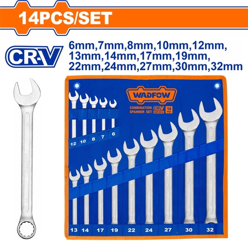 [004670] WSP1M14 COMBINATION SPANNER 14PC SET