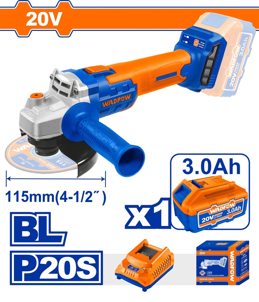 WLAPM21 CORDLESS ANGLE GRINDER 4P5 INCH 