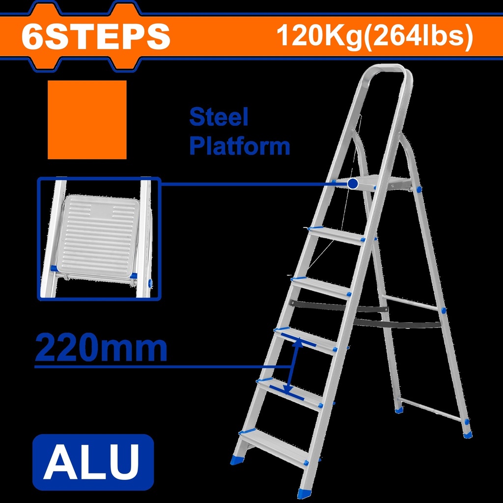 WLD3H06 LADDER ALUMINIUM 6 STEP