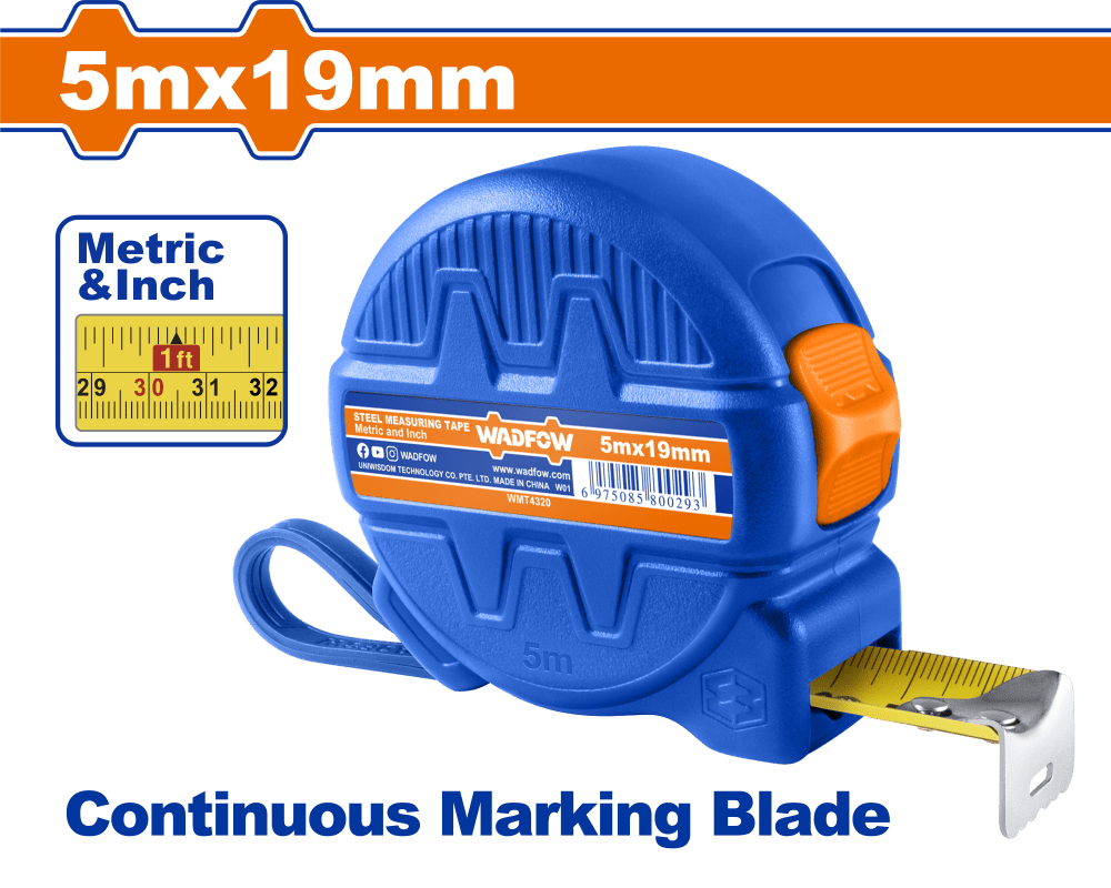 WMT4320 MEASURE TAPE 5M PLASTIC CASE