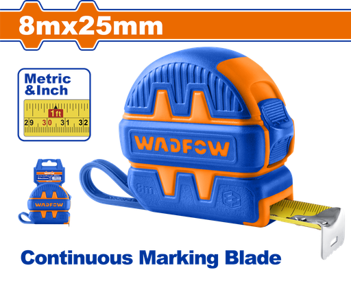 [004749] WMT1240 MEASURE TAPE 8M RUBBER CASE