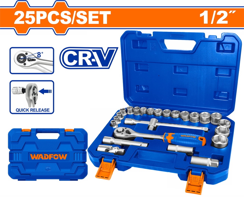 WST2D25 SOCKET SET 0P5 INCH 25 PC
