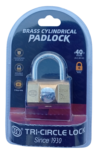 [004935] TRI CIRCLE BRASS PADLOCK BC40