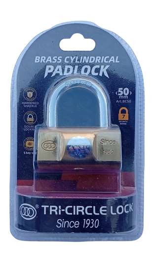 [004936] TRI CIRCLE BRASS PADLOCK BC50