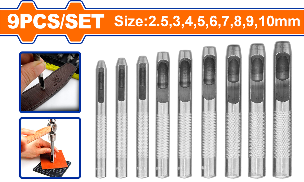 WCC7509 9PC HOLLOW PUNCH SET