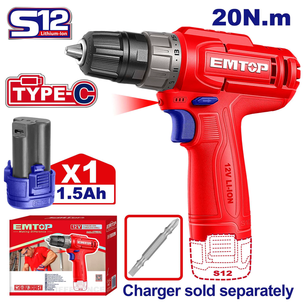 ECDL12456 CORDLESS DRILL 20
