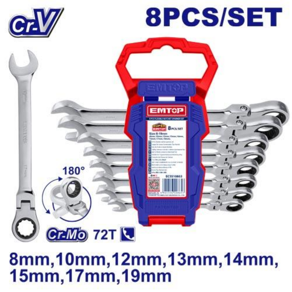 ECSS10803 8PC FLEXIBLE RATCHET
