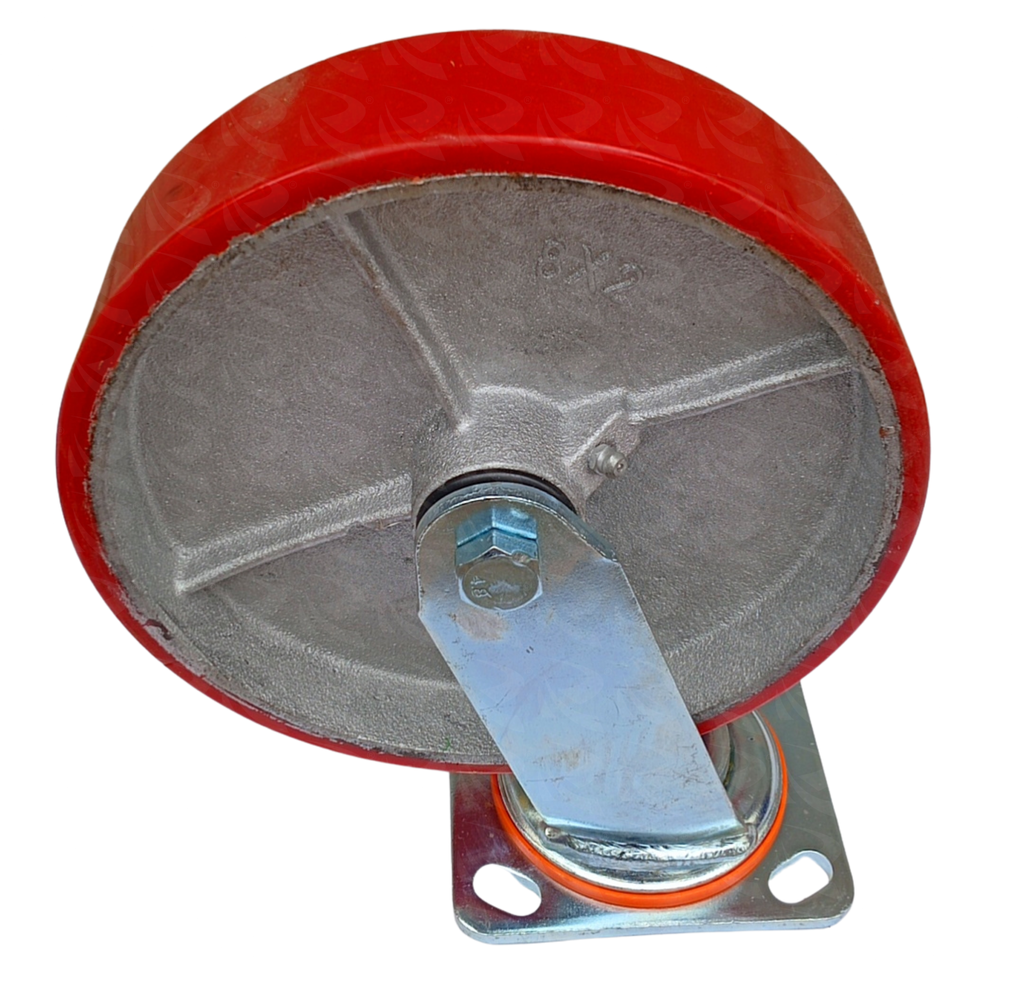 CASTOR WHEEL RED PU SWIVEL 8