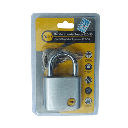 [003910] SILVER PADLOCK YALE (50MM)