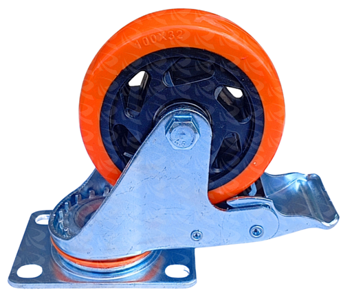 [000351] CASTOR WHEEL ORANGE PVC (4")