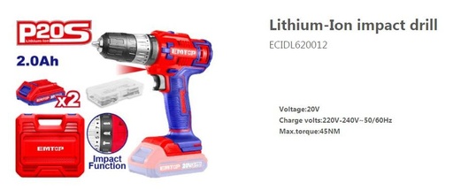 [000813] ECIDL620012 IMPACT DRILL 20V