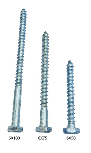 [001416] HEX WOOD SCREWS  (6X75MM)