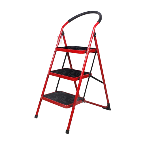 [001662] LADDER A TYPE RED STEEL (3 STEP)