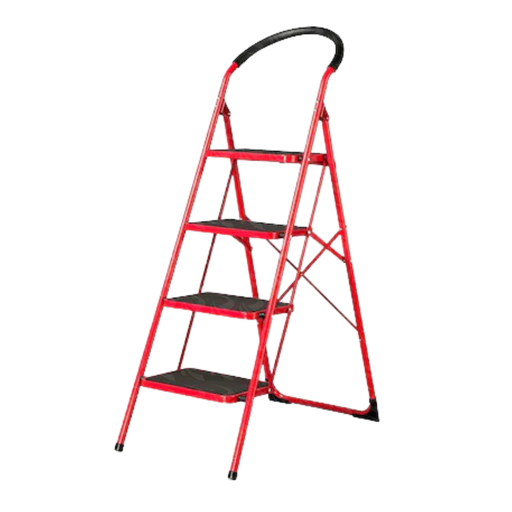[001663] LADDER A TYPE RED STEEL (4 STEP)