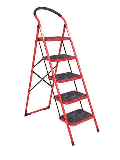 [001664] LADDER A TYPE RED STEEL (5 STEP)