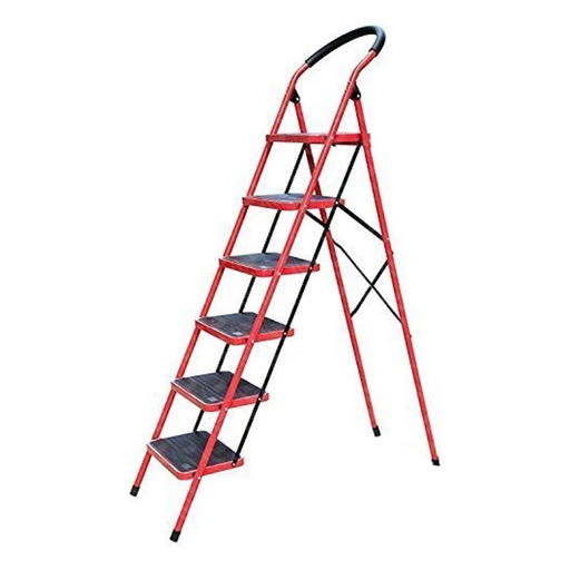 [001665] LADDER A TYPE RED STEEL (6 STEP)