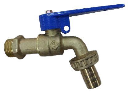 [001701] LOCKABLE COCK BLUE HANDLE BRASS HEAVY