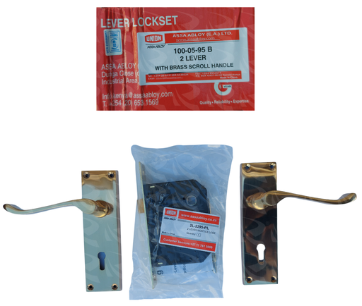 [003395] UNION LOCKS BRASS SCROLL (2 LEVER)