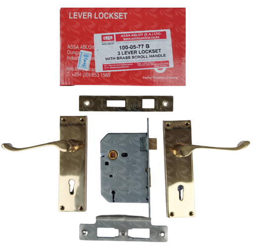 [003396] UNION LOCKS BRASS SCROLL (3 LEVER)