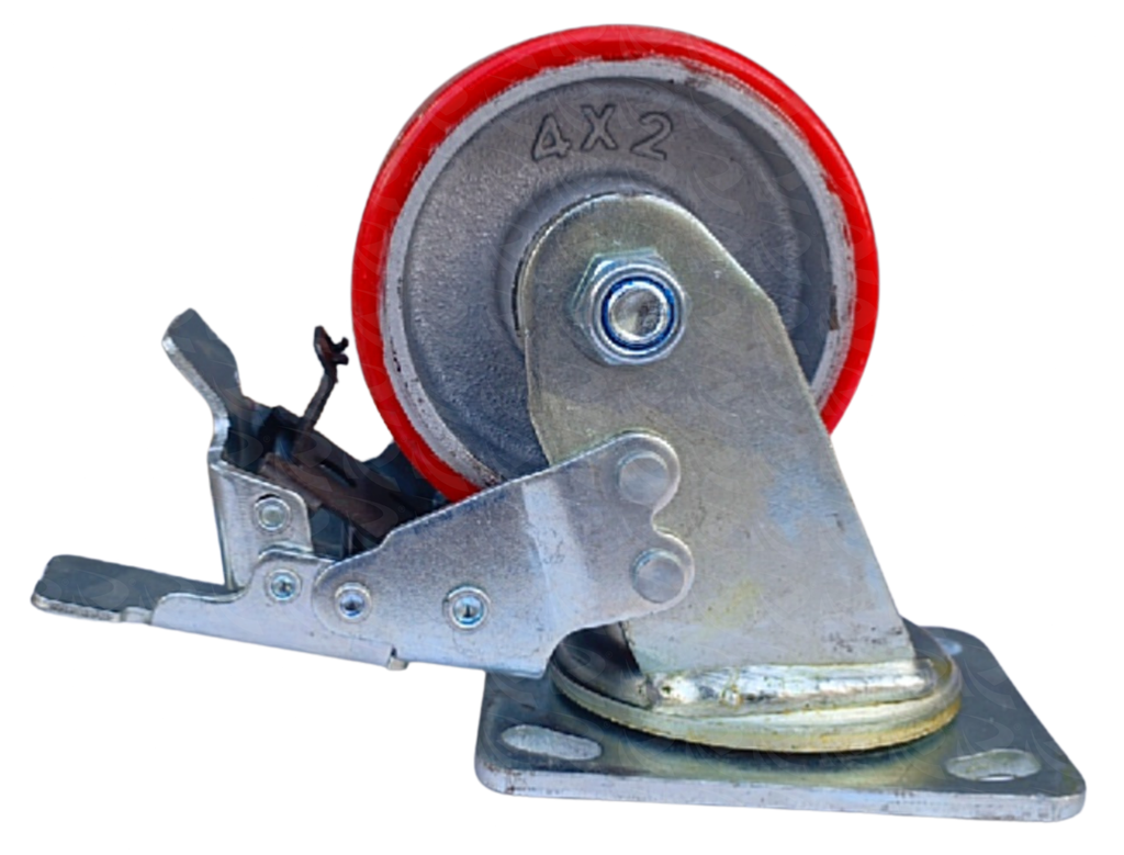 CASTOR WHEEL RED PU CAST IRON 9634