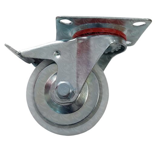 [004030] WHITE PP CASTER PLATE BRAKE 9641 (3")