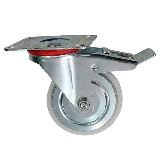 [004031] WHITE PP CASTER PLATE BRAKE 9641 (4")