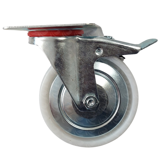 [004033] WHITE PP CASTER PLATE BRAKE 9641 (6")