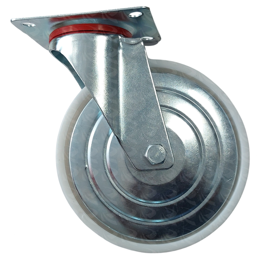 [004039] WHITE PP CASTER PLATE SWIVEL 9642 (8")