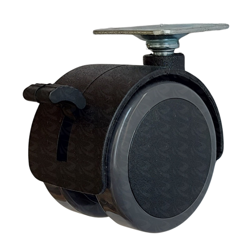 [004056] NYLON CASTER GREY TWIN 2 (BRAKE TYPE)